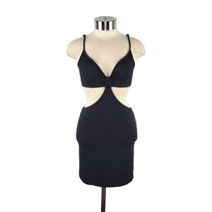 Em & Elle Black Sleeveless Knit Mini Cut Out Dress Women's Sz M Lined Adjustable